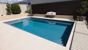 Brampton 8.2m x 4.2m fibreglass pools Hampton Grey Shimmer colour