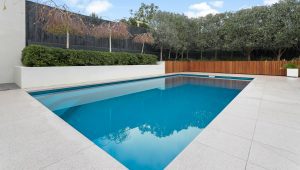 Brampton 8.2m x 4.4m fibreglass pool in a royal jade finish