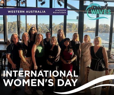 Barrier Reef Pools Perth General Manager Gina Nicholson and team at SPASA WAVES International Women’s Day event 2026